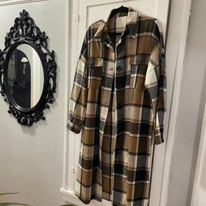 Long Plaid Over Shirt